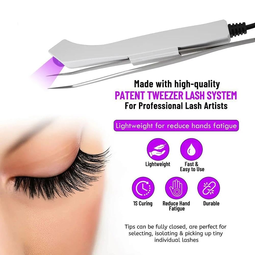 Lezekar UV Lash Lamp with Foot Pedal – Portable Lash & Nail Curing Light (White)