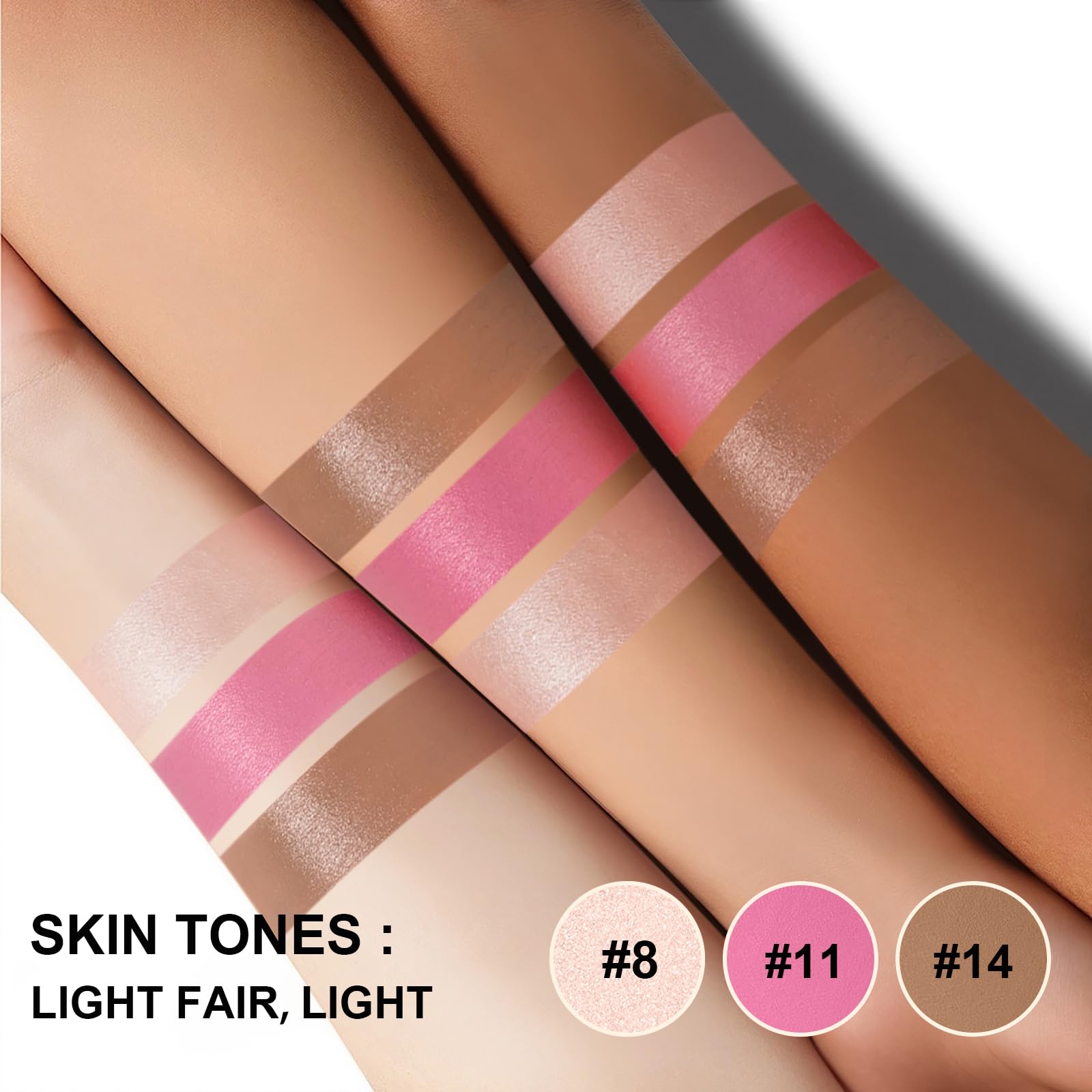 Lezero 3Pcs Contour Stick Kit in Light Fair | Highlighter, Blush & Bronzer