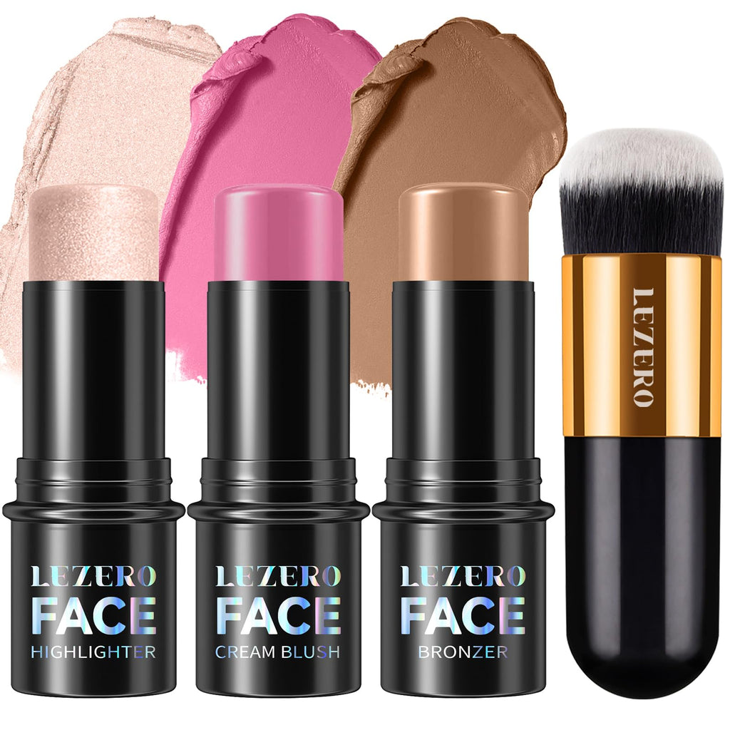 Lezero 3Pcs Contour Stick Kit in Light Fair | Highlighter, Blush & Bronzer