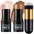 Lezero 2Pcs Contour Stick Set with Brush – Highlighter & Bronzer for Face Shaping