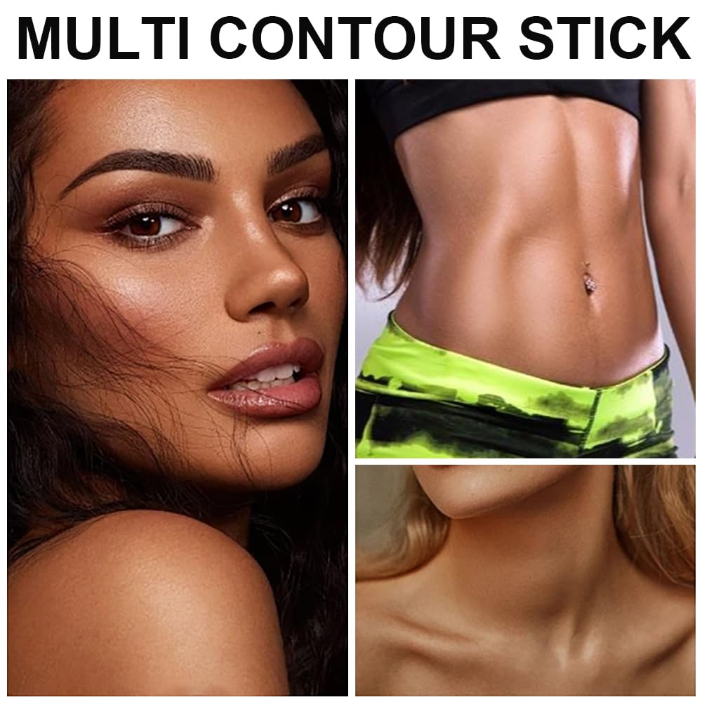 Lezero 2Pcs Contour Stick Set with Brush – Highlighter & Bronzer for Face Shaping