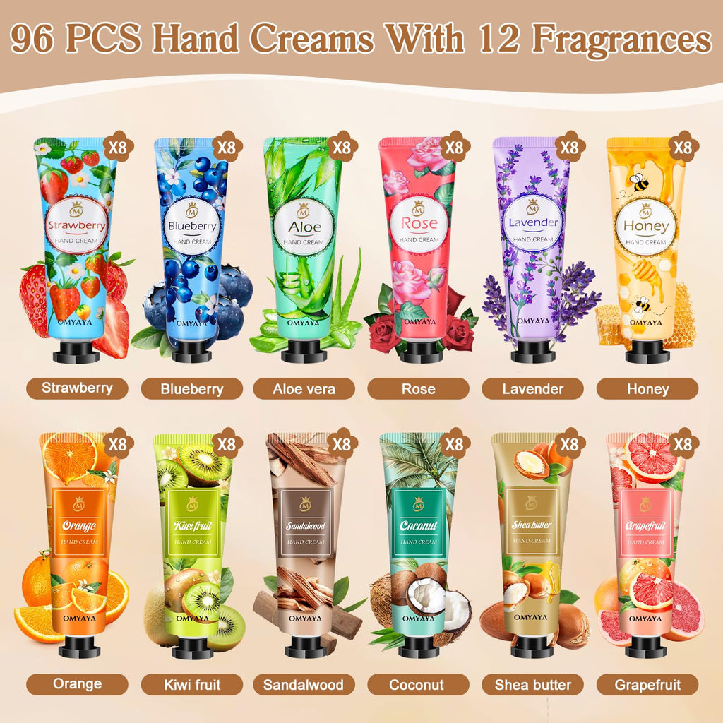 LFENYIGI 96-Pack Hand Cream Gifts Set | Bulk Travel-Size Hand Lot for Dry Hands, Stocking Stuffers & Event Favors