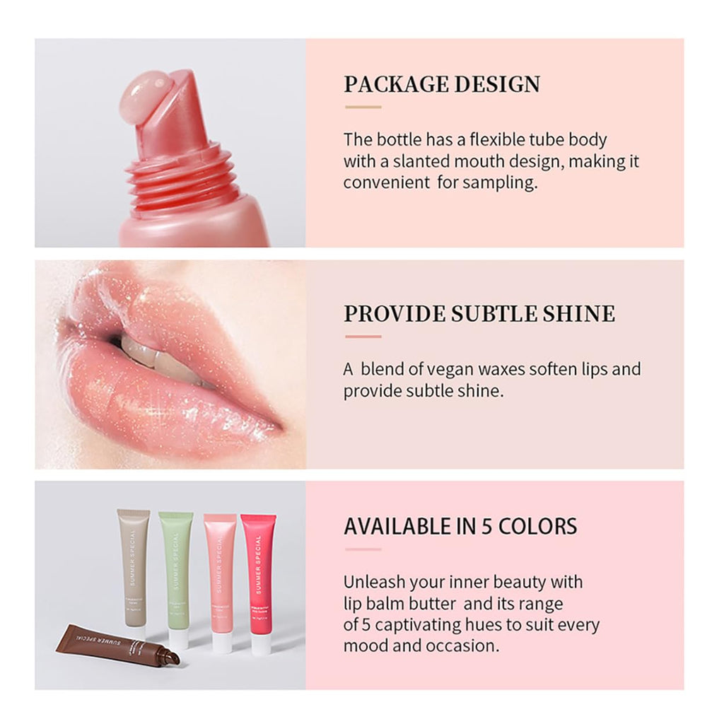 LFuTPm 5PCS Summer Lip Balm Set – Hydrating Shea Butter & Avocado Oil