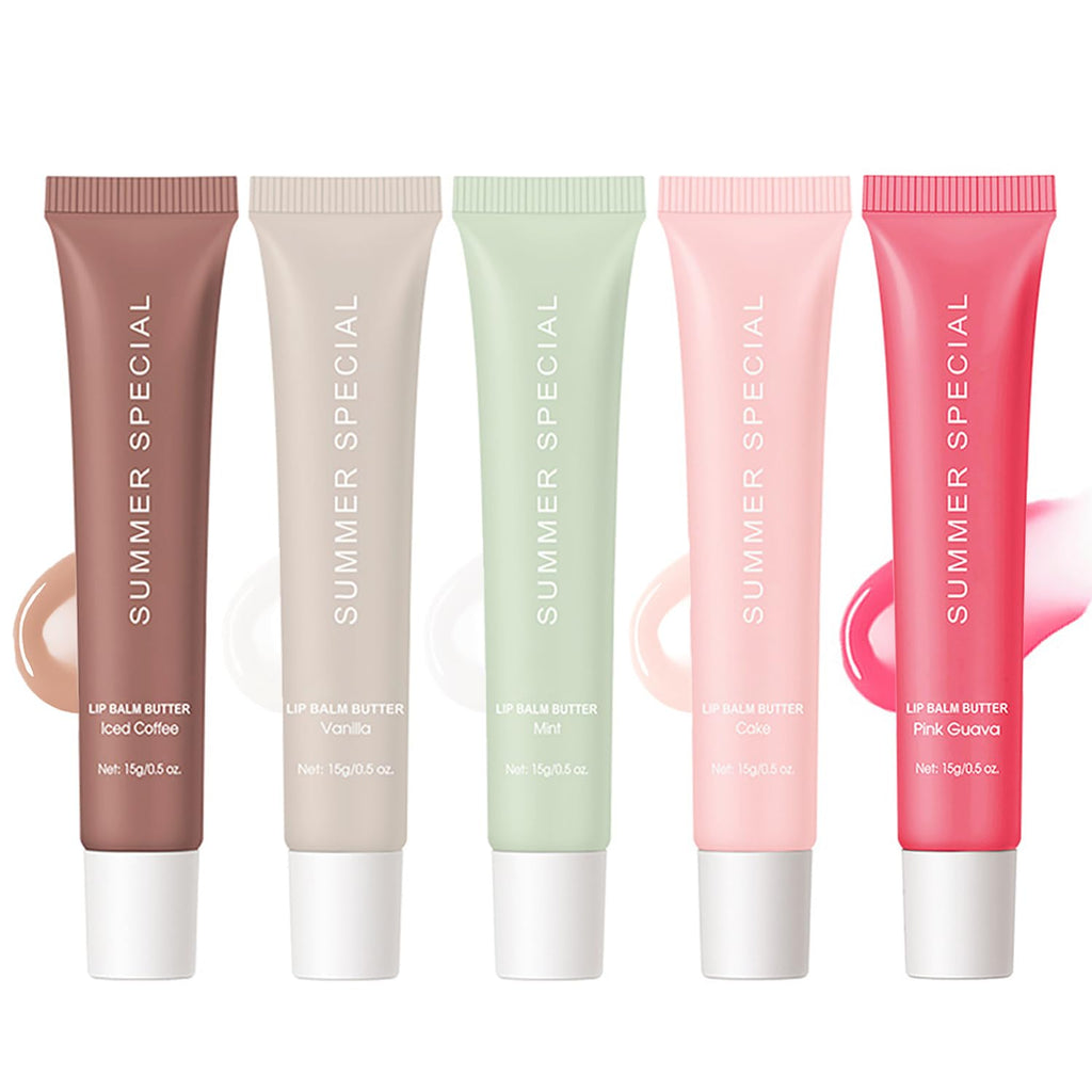 LFuTPm 5PCS Summer Lip Balm Set – Hydrating Shea Butter & Avocado Oil