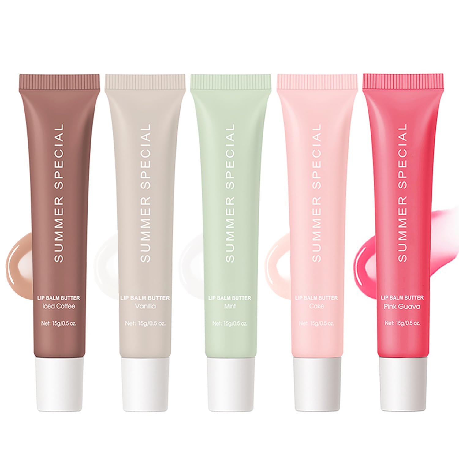 LFuTPm 5PCS Summer Lip Balm Set – Hydrating Shea Butter & Avocado Oil