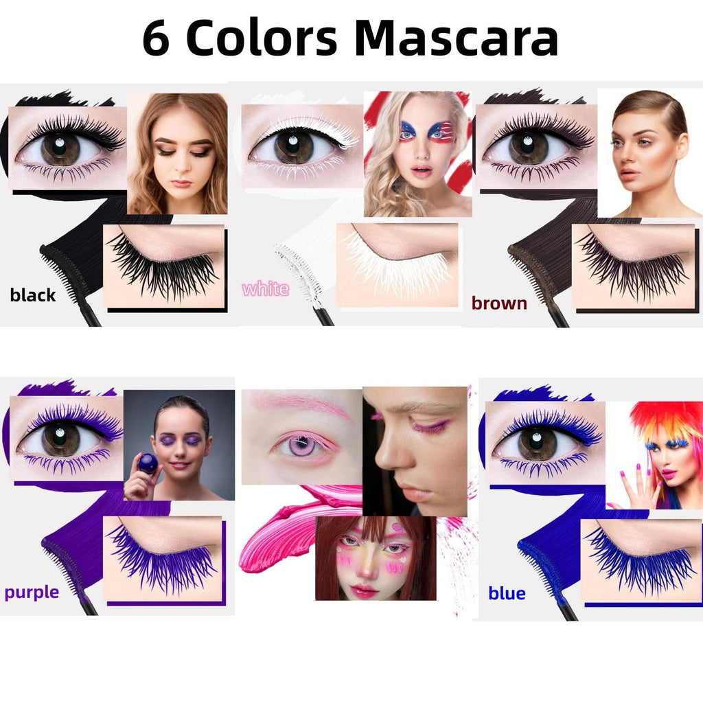 LGSZGDCN 6 Colors Mascara – Waterproof, Fast-Dry, Lengthening & Curling Eye Makeup Kit Gift Set