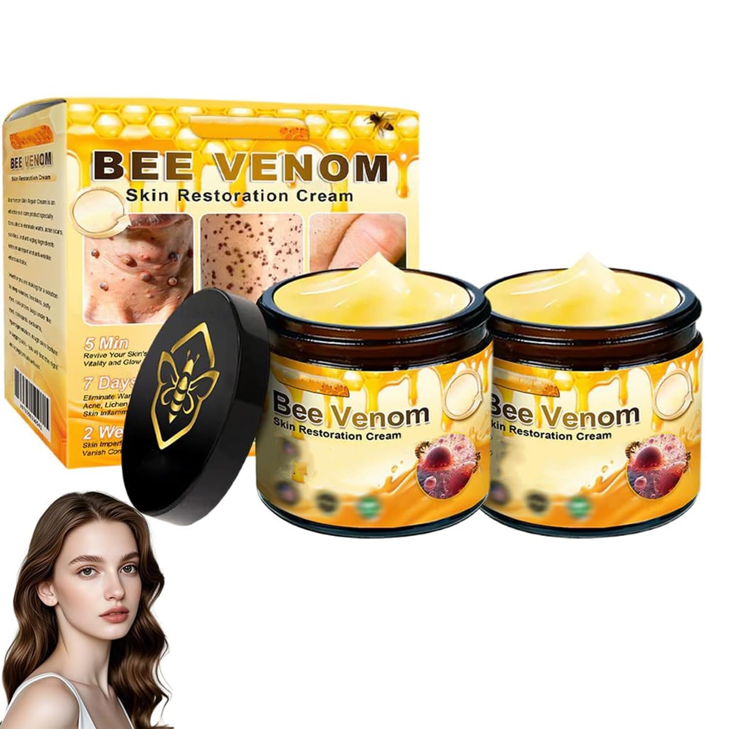 LHBMET Bee Venom Skin Restoration Cream – 2 Pack, Firming & Rejuvenating