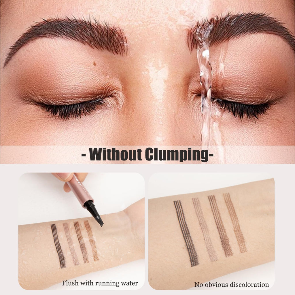 Liayozl Magic Eyebrow Pencil - Waterproof 4-Fork Tip for Natural Hair-Like Brows (Dark Brown)