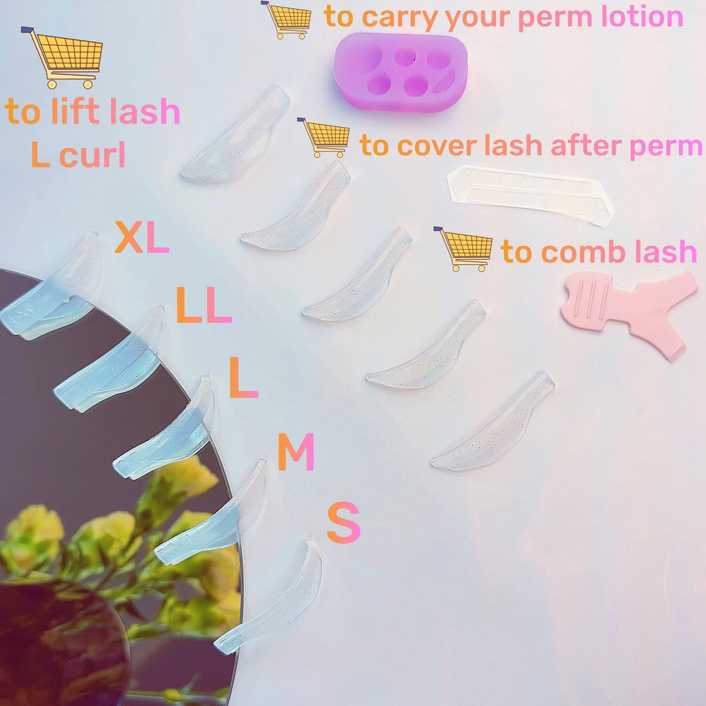 Liber Beauty Lash Lift Rods Kit Glitter Shields – 5 Size LU Curl, Glueless Lash Perm Shield