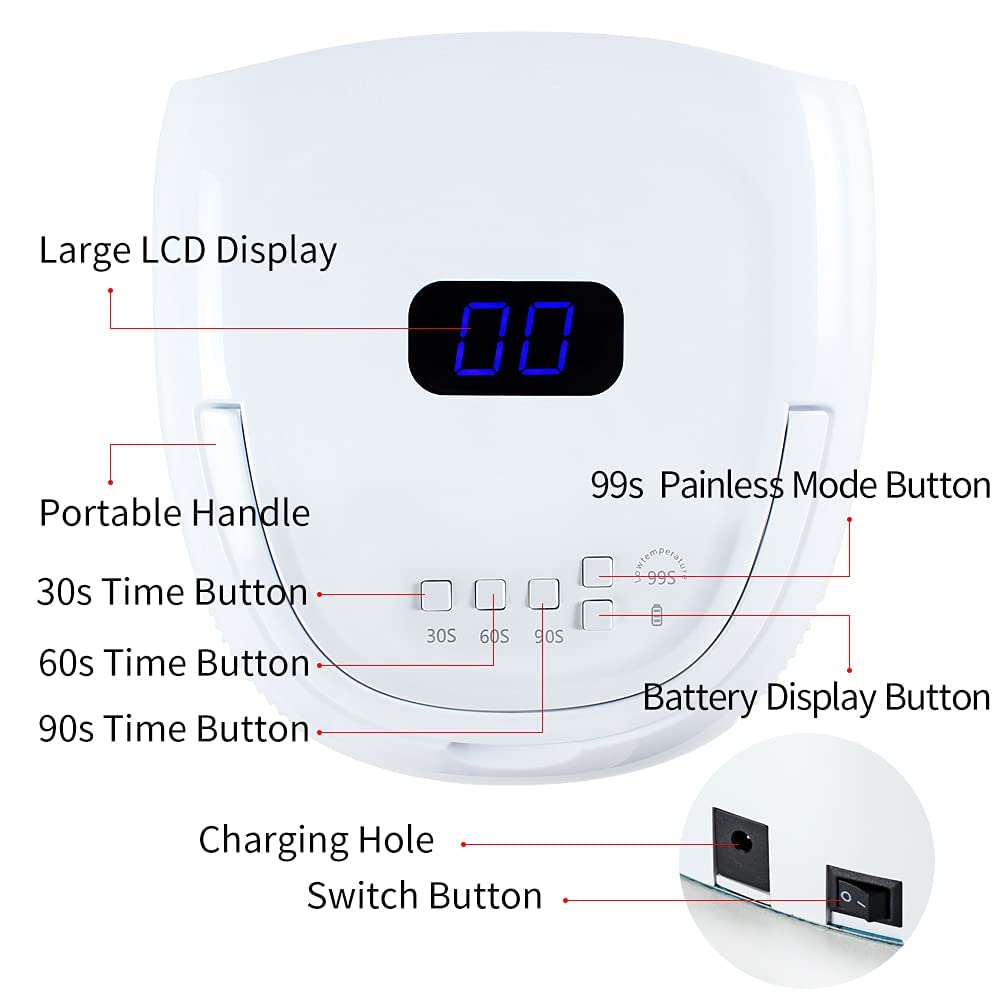 Liddy Art UV LED Nail Lamp 60W - Rechargeable, Auto Sensor
