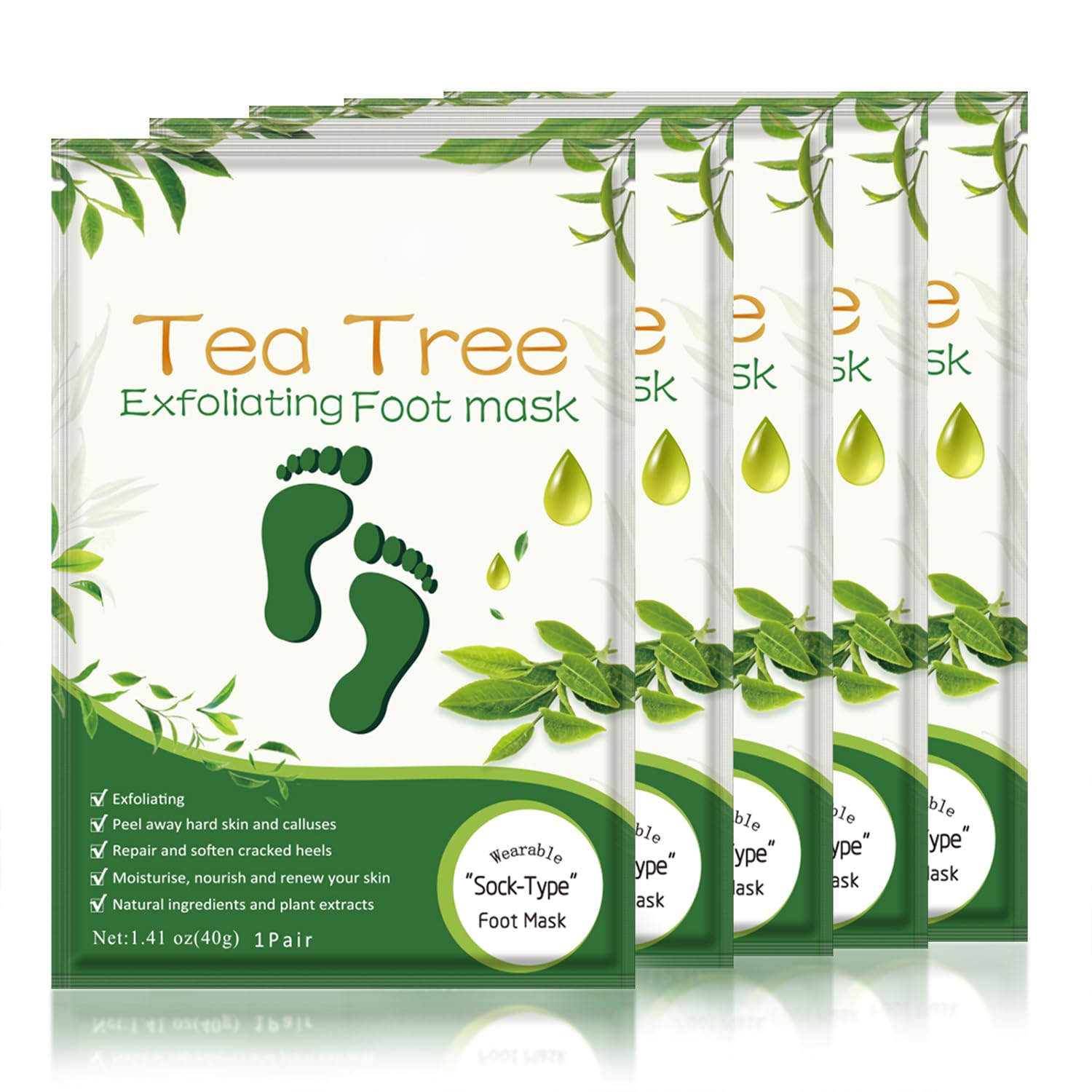 Liefiet Foot Peeling Mask 5 Pack – Lavender-Infused Exfoliating Socks for Soft Feet