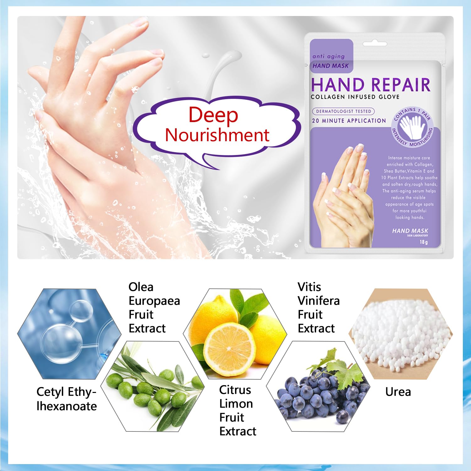 Liefiet Hand Peel Mask Moisturizing Gloves 5-Pack – Hydrating Hand Masks
