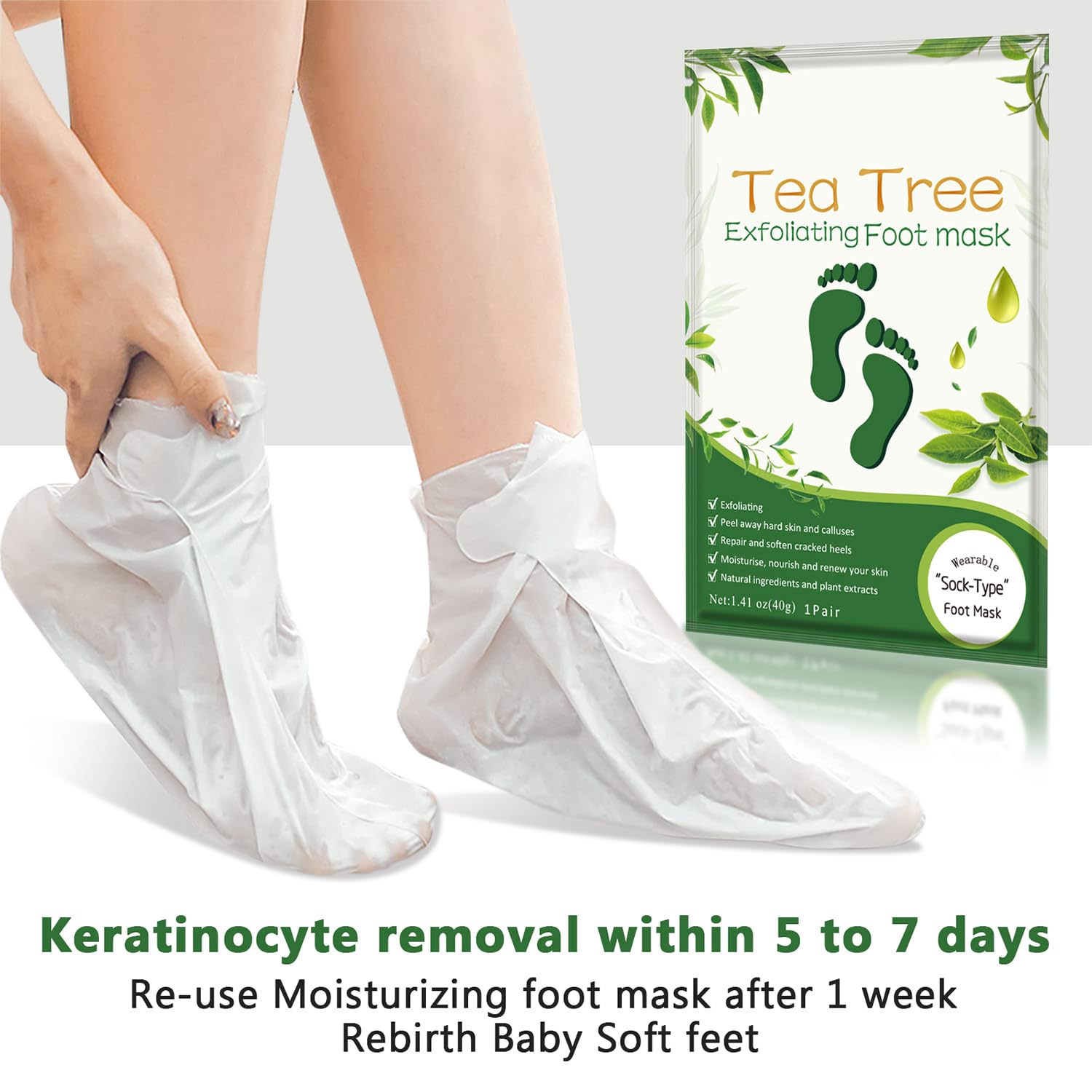 Liefiet Foot Peeling Mask 5 Pack – Lavender-Infused Exfoliating Socks for Soft Feet
