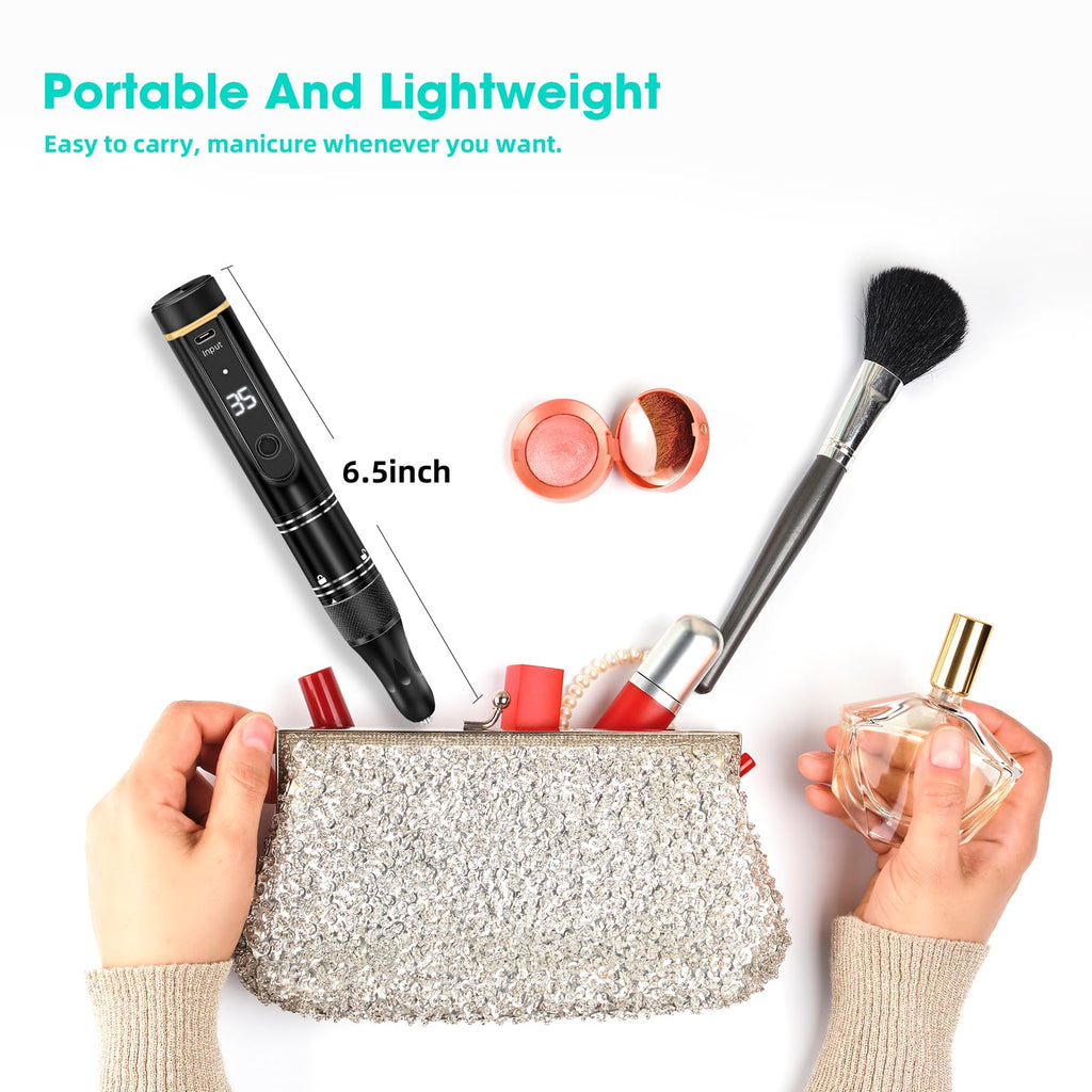 LIERKISS Cordless Nail Drill 35000RPM – Wireless Electric Nail File Kit