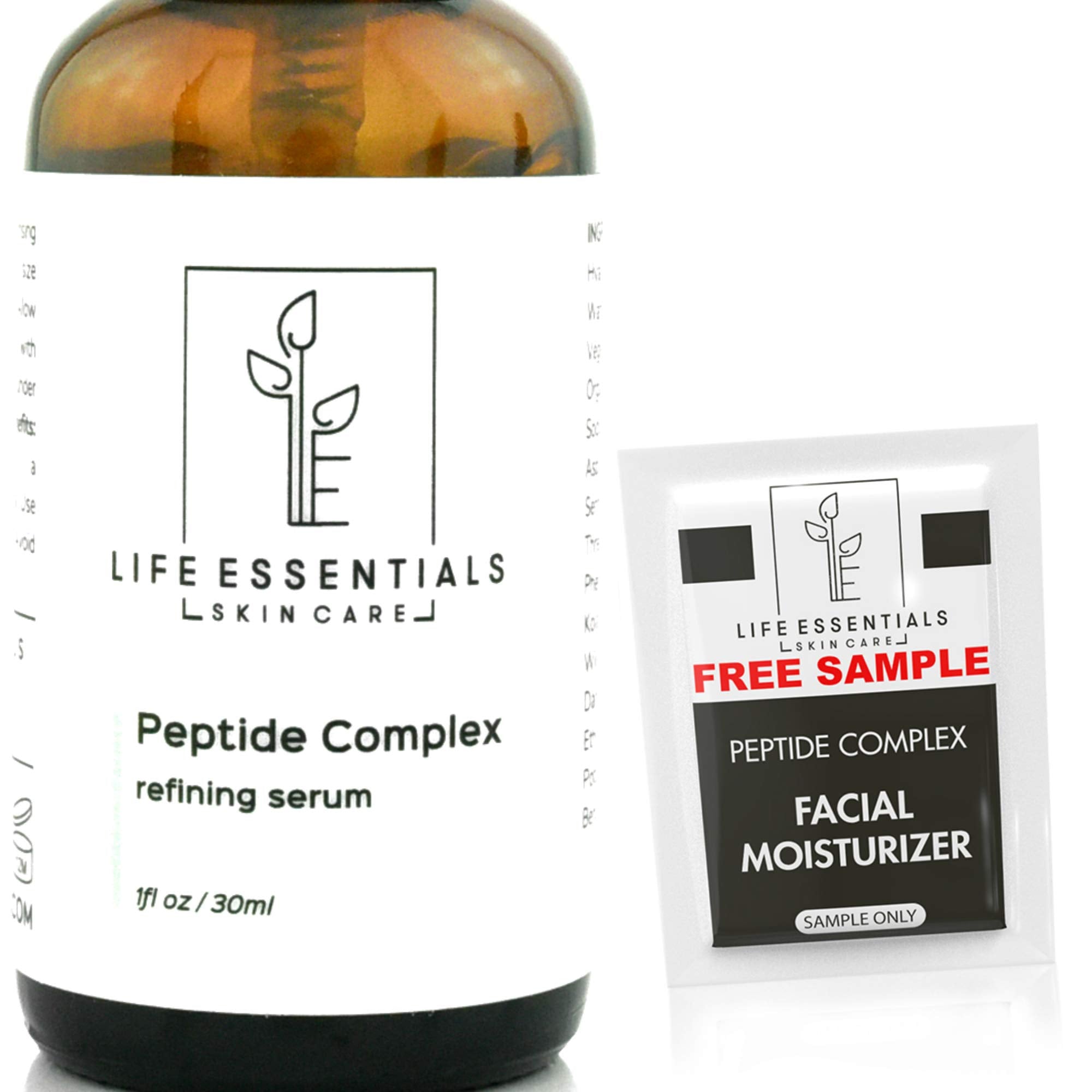 Life Essentials Skin Care Peptide Complex Serum for Face – Collagen & Elastin Support with Hyaluronic Acid