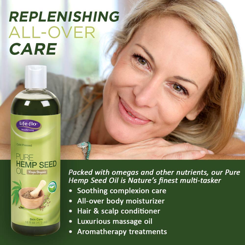 LIFE-FLO Carrier Oil | 16oz Pure Hempseed Oil for Skin, Hair & Massage