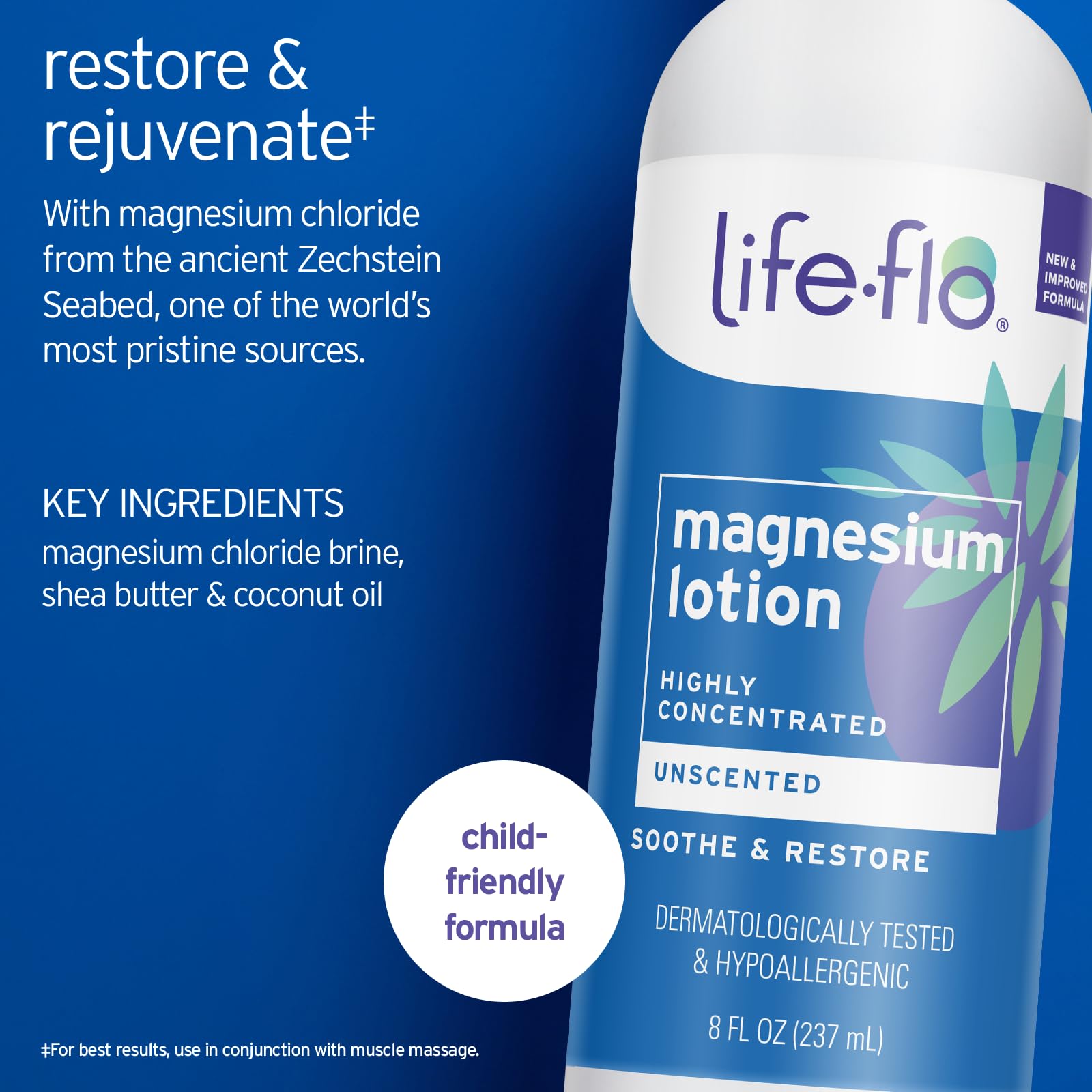 Life-flo Magnesium Lotion | Zechstein Seabed Magnesium Chloride for Muscle & Joint Comfort | Unscented, 8 oz