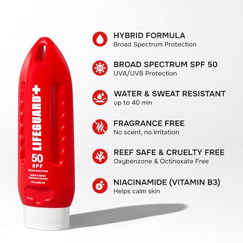 LIFEGUARD SPF 50 Sunscreen Lotion – Broad Spectrum Face & Body, No White Cast, Hydrating Finish, Reef Safe, 8 oz
