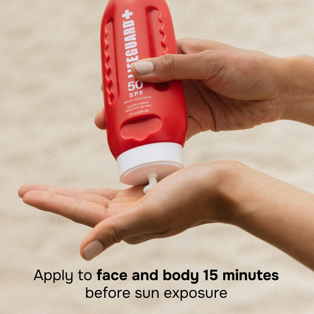 LIFEGUARD SPF 50 Sunscreen Lotion – Broad Spectrum Face & Body, No White Cast, Hydrating Finish, Reef Safe, 8 oz