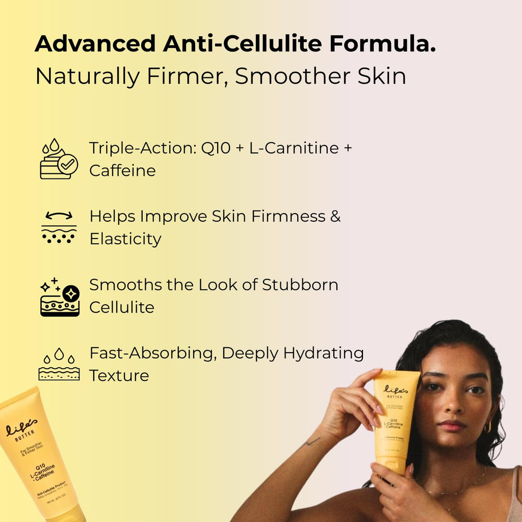 Life's Butter Anti-Cellulite Cream – 100% Natural, Made in USA, Firming & Skin Tightening | L-Carnitine + CoQ10 | 6 oz