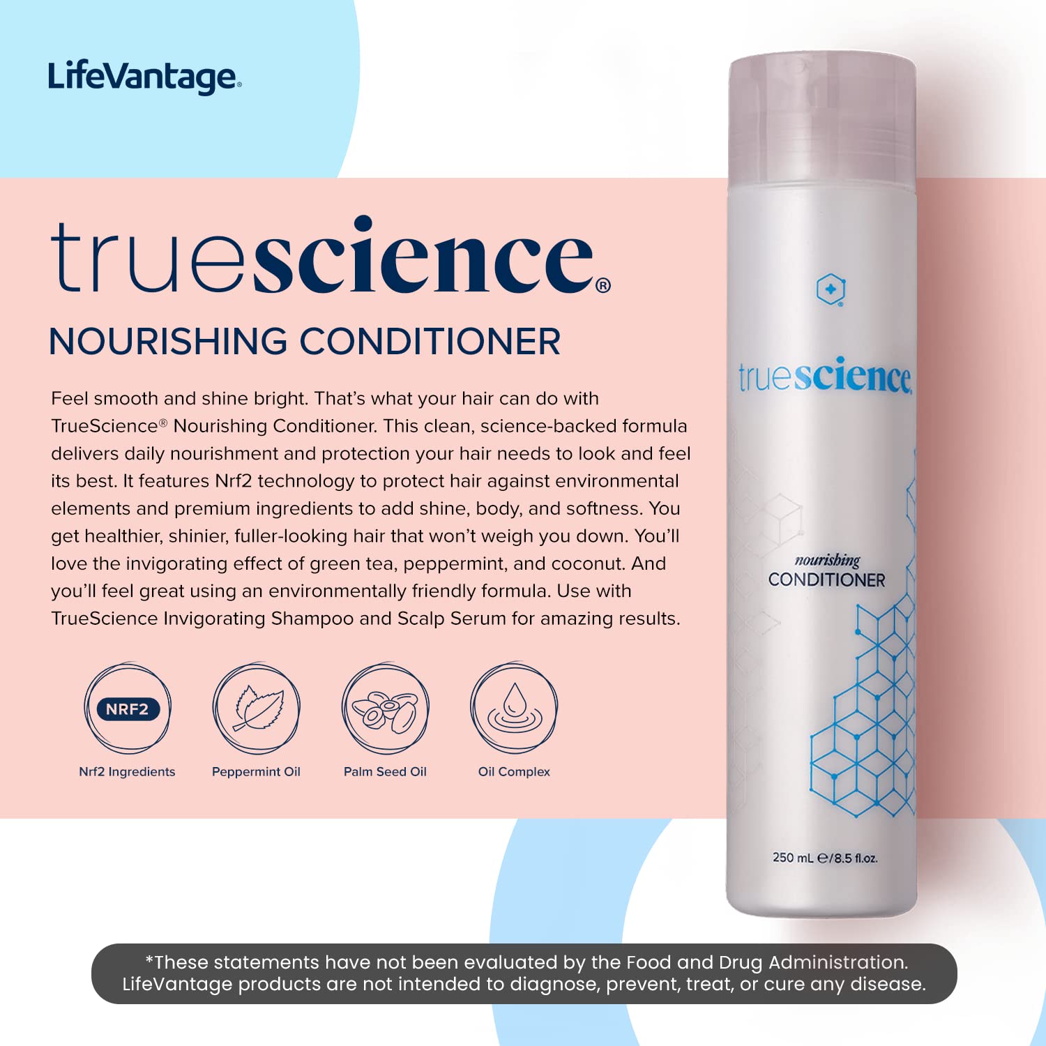 LifeVantage TrueScience Nourishing Hair Conditioner – 250ml, Nrf2 Formula with Green Tea & Coconut Oil