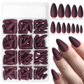 Lifextol 240pc Almond Press-On Nails Kit – Burgundy Matte, Medium Almond Short Stiletto