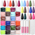 Lifextol Coffin Press-On Nails Long Length – 576pc Kit, 24 Colors, Glue & Tabs