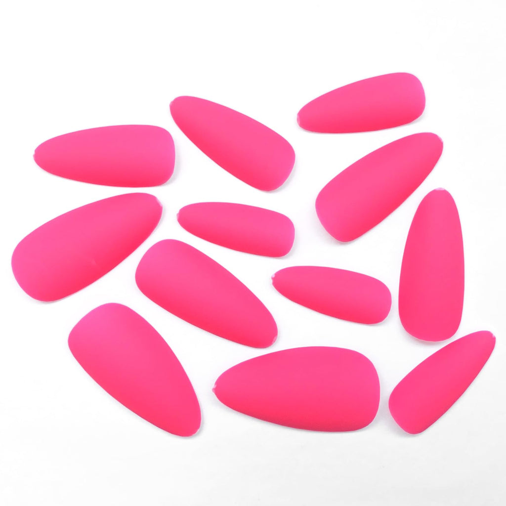 Lifextol 240pc Almond Press-On Nails – Hot Pink Matte, Medium Length