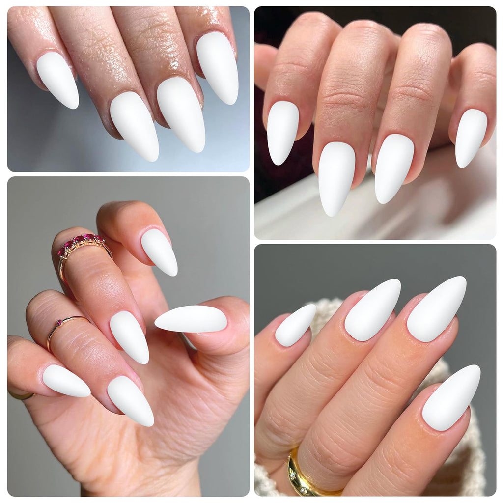 Lifextol 240-Piece Almond Press-On Nails – Medium Length, Matte White, DIY Nail Kit
