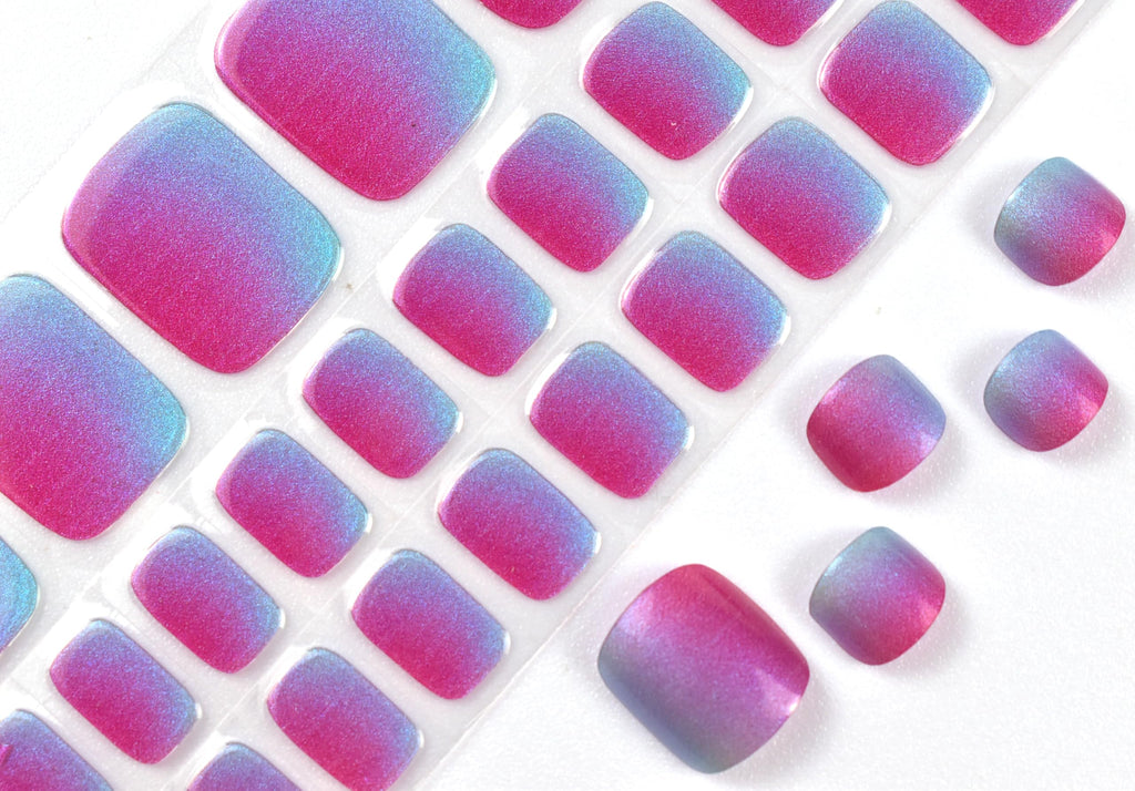 LIFOOST Semi Cured Gel Nail Strips – 34 Pc Toe Pedicure Wraps, Glitter Design, DIY Home