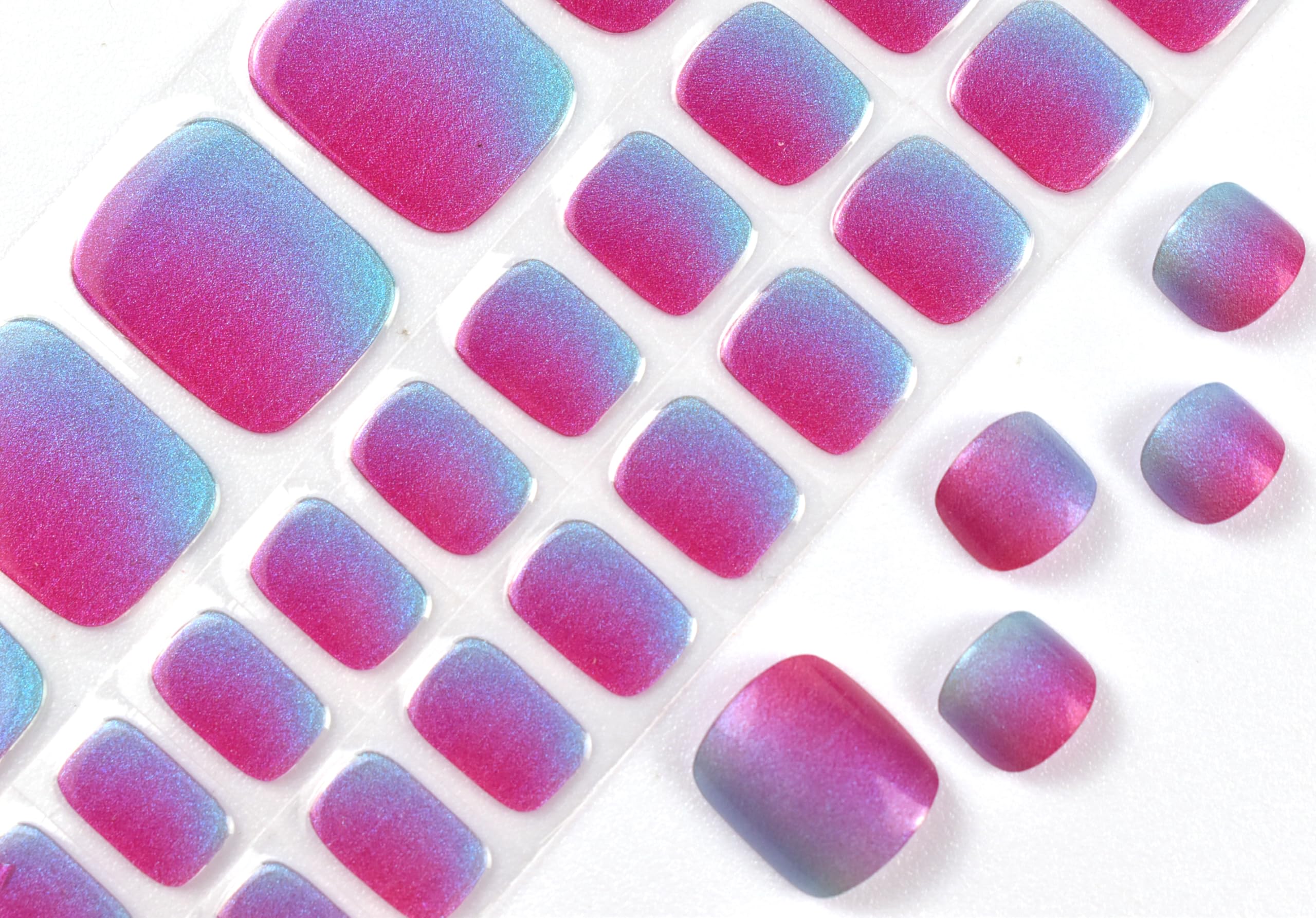 LIFOOST Semi Cured Gel Nail Strips – 34 Pc Toe Pedicure Wraps, Glitter Design, DIY Home