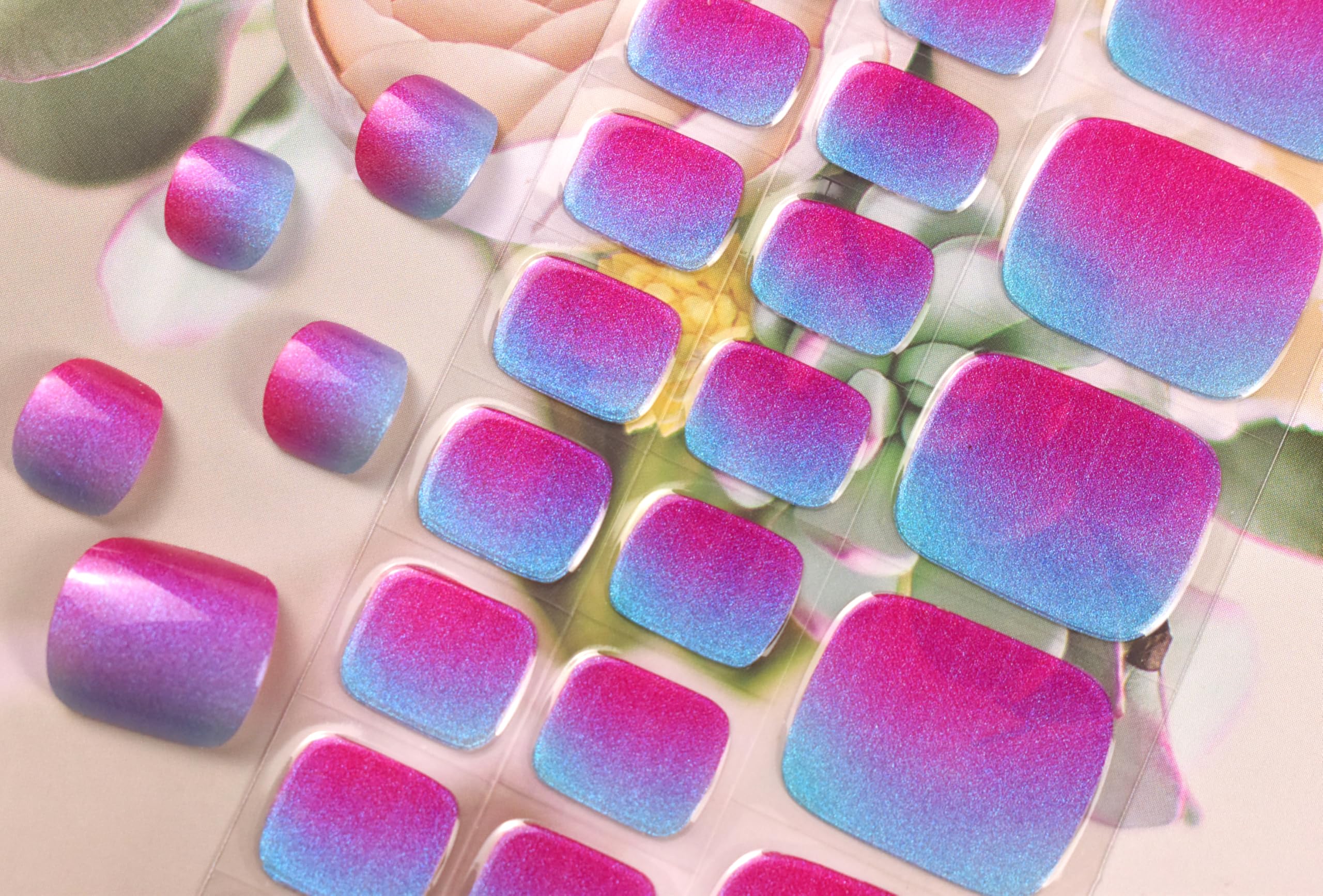 LIFOOST Semi Cured Gel Nail Strips – 34 Pc Toe Pedicure Wraps, Glitter Design, DIY Home