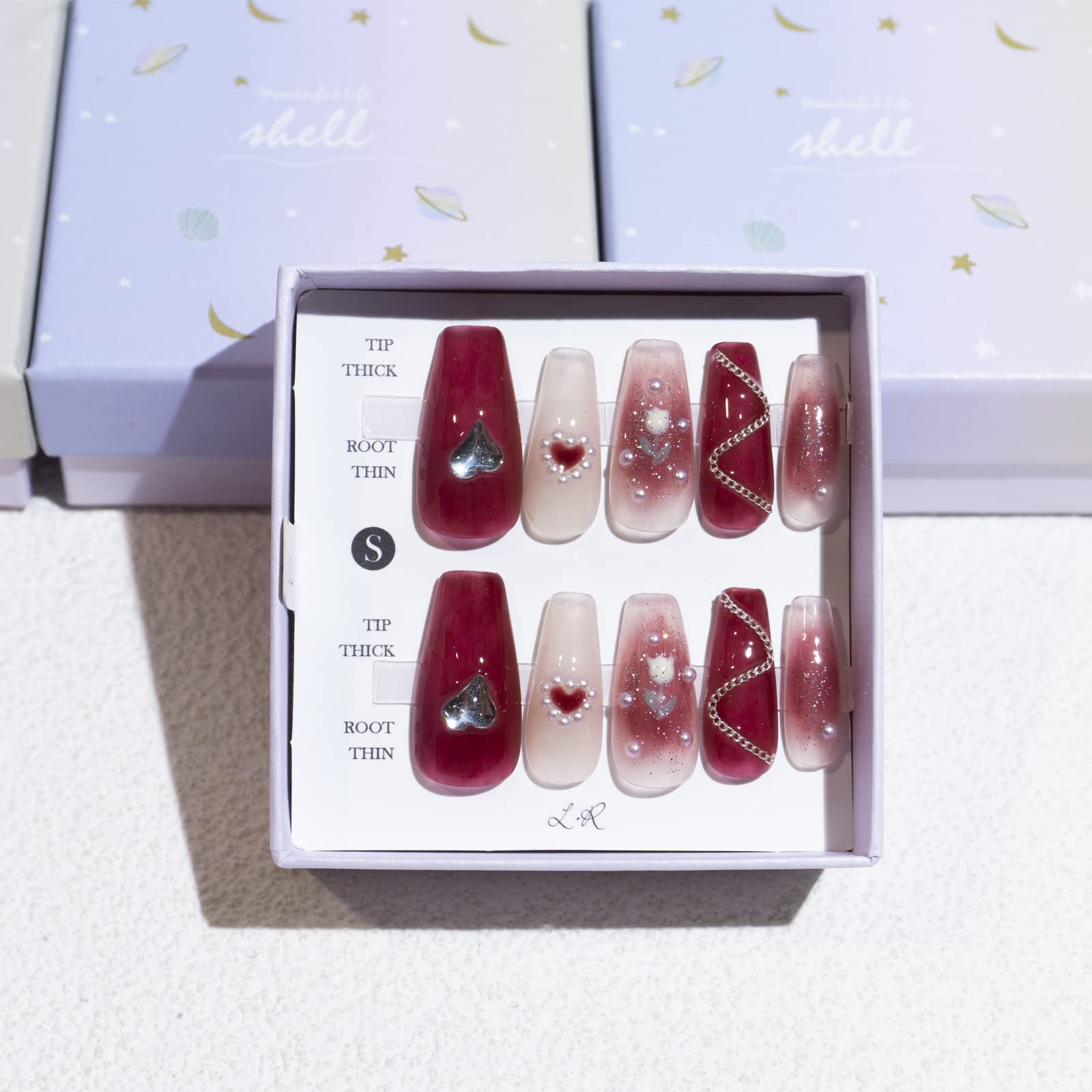Light Rain Medium Hand-Made Press-On Nails – 3D Gel UV Finish by Pro Manicurist