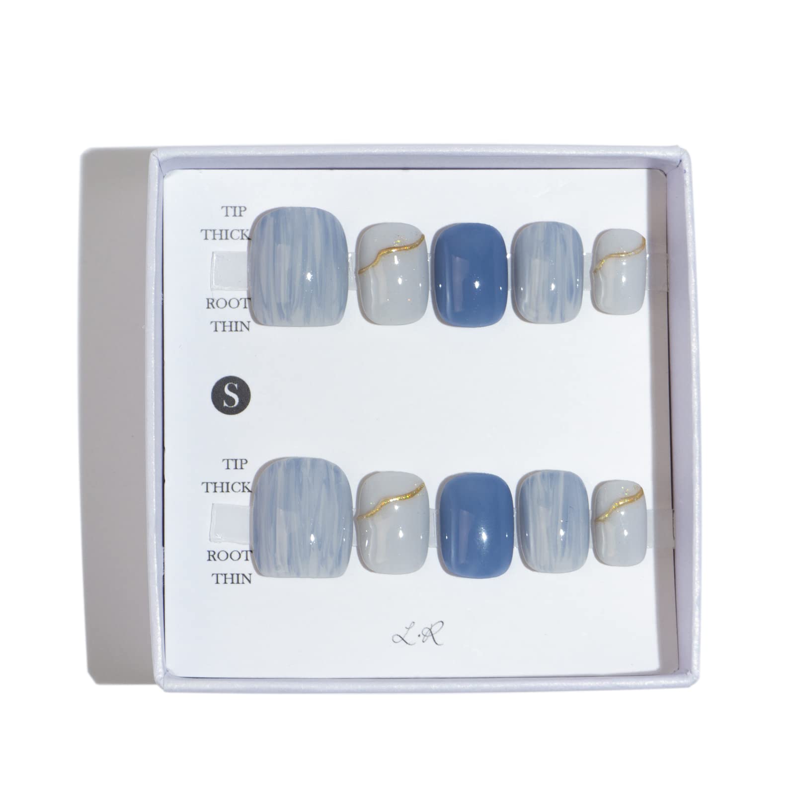 Light Rain Medium Size Hand-made Press-On Nails — 3D Gel UV Finish by Pro Manicurist