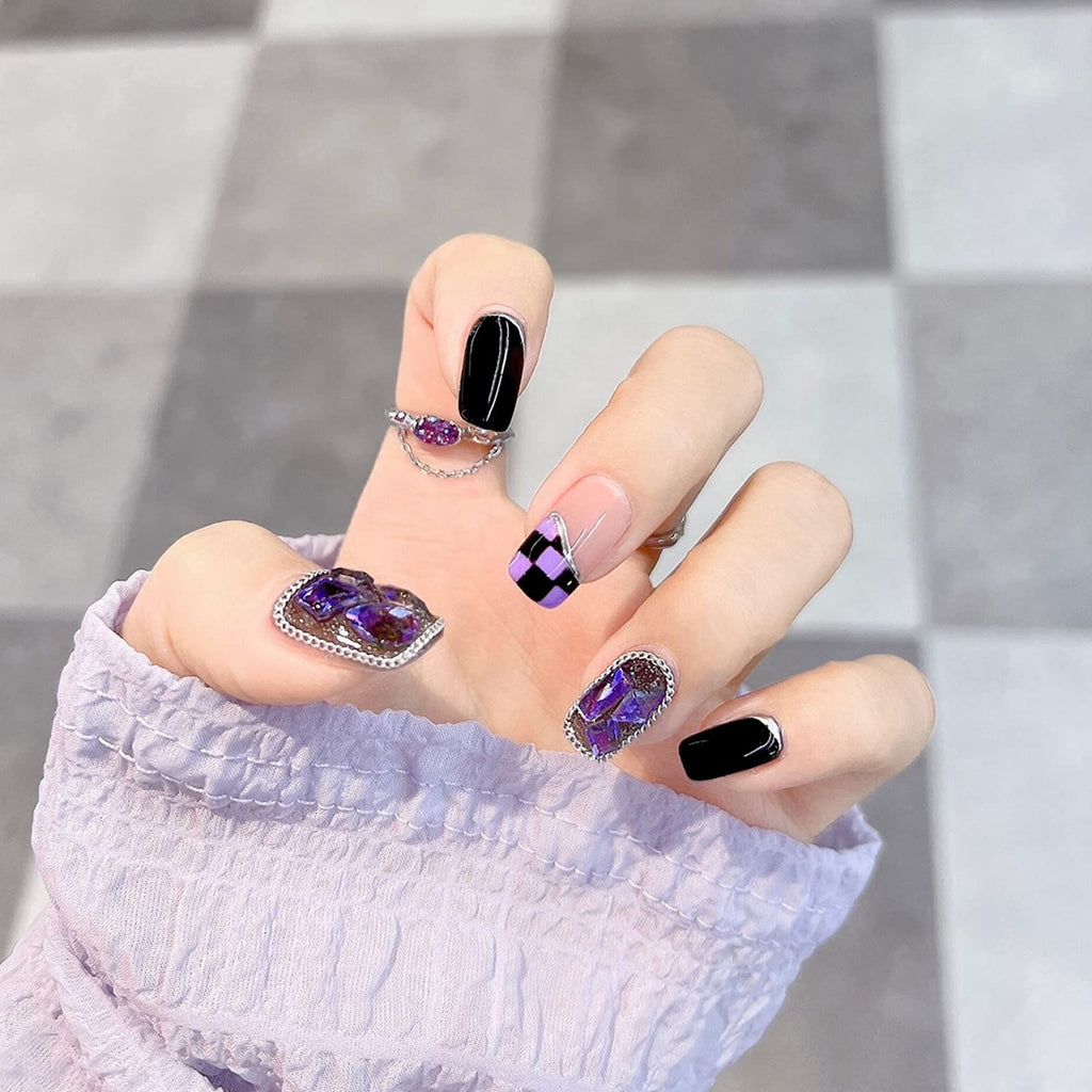 Light Rain Medium Size Handmade Press-On Nails | 3D Gel UV Finish by Pro Manicurist