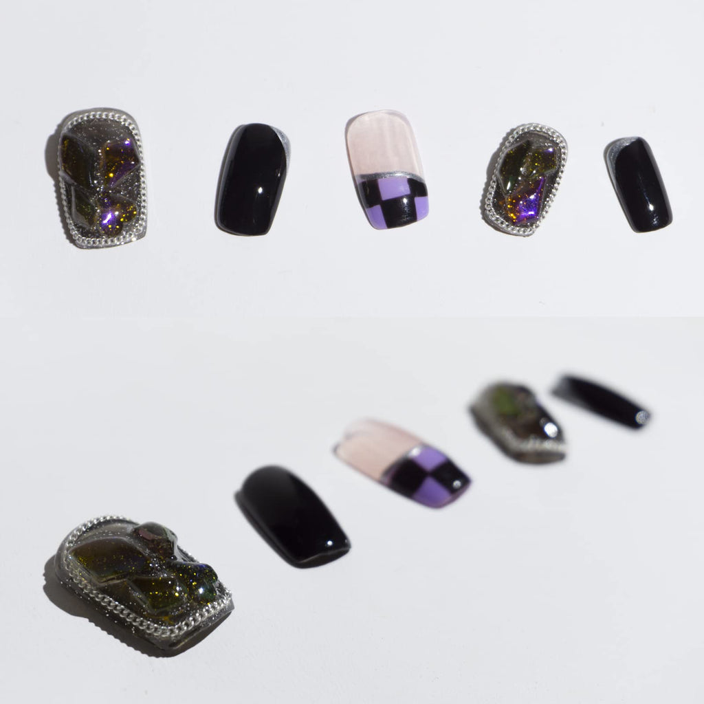 Light Rain Medium Size Handmade Press-On Nails | 3D Gel UV Finish by Pro Manicurist