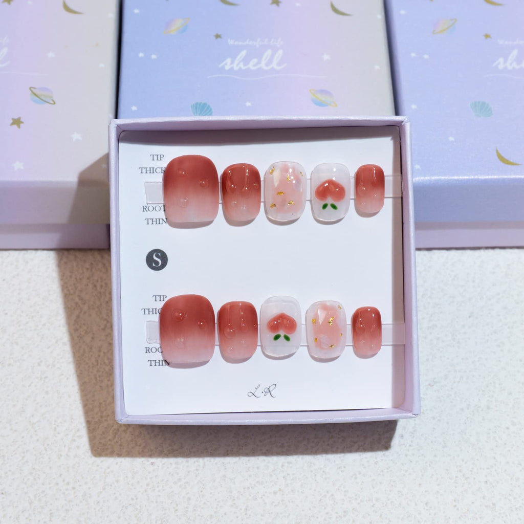 Light Rain Medium Size Hand-made Press-On Nails — 3D Gel UV Finish by Pro Manicurist