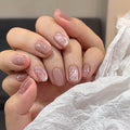 LIGHT RAIN Tender Press-On Nails – Rounded Natural Tips, Solid Pink Gel/Acrylic Finish