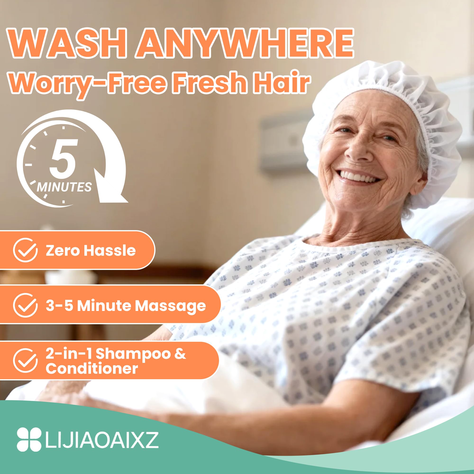 LIJIAOAIXZ No-Rinse Shampoo Cap for Bedridden & Post-Surgery Care