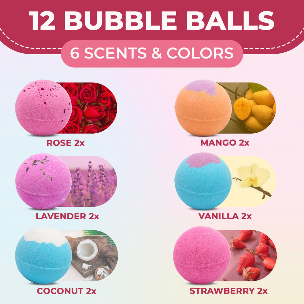 LIKEVOW 12 Pcs Organic Bath Bombs – Colorful Spa Gift Set with Shea Butter & Essential Oils