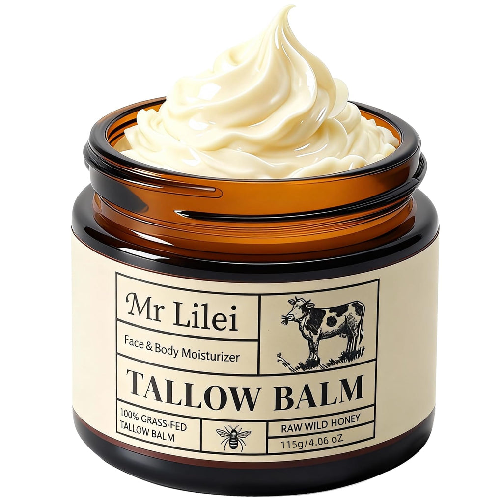 Lilei Beauty Beef Tallow Balm – Grass-Fed Skin Moisturizer with Honey & Olive Oil