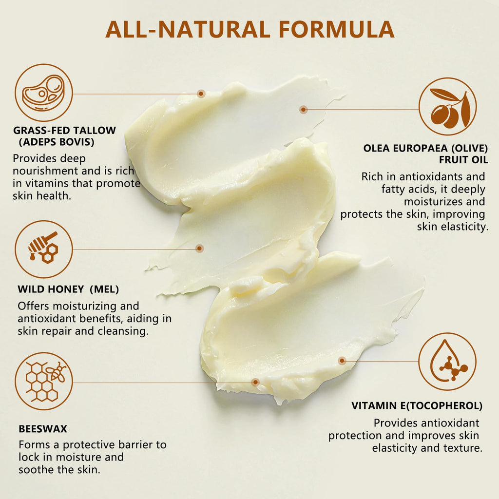 Lilei Beauty Beef Tallow Balm – Grass-Fed Skin Moisturizer with Honey & Olive Oil