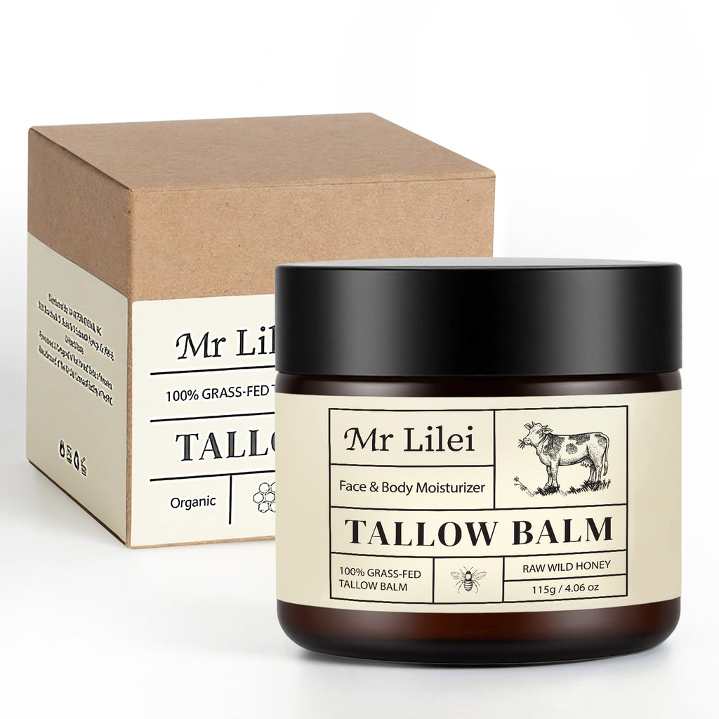 Lilei Beauty Beef Tallow Balm – Grass-Fed Skin Moisturizer with Honey & Olive Oil