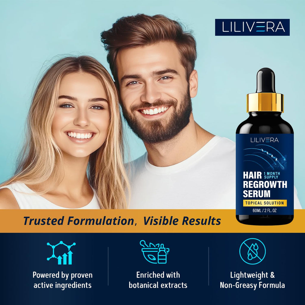 Lilivera 5% Minoxidil Hair & Beard Growth Kit – Extra Strength Topical Serum