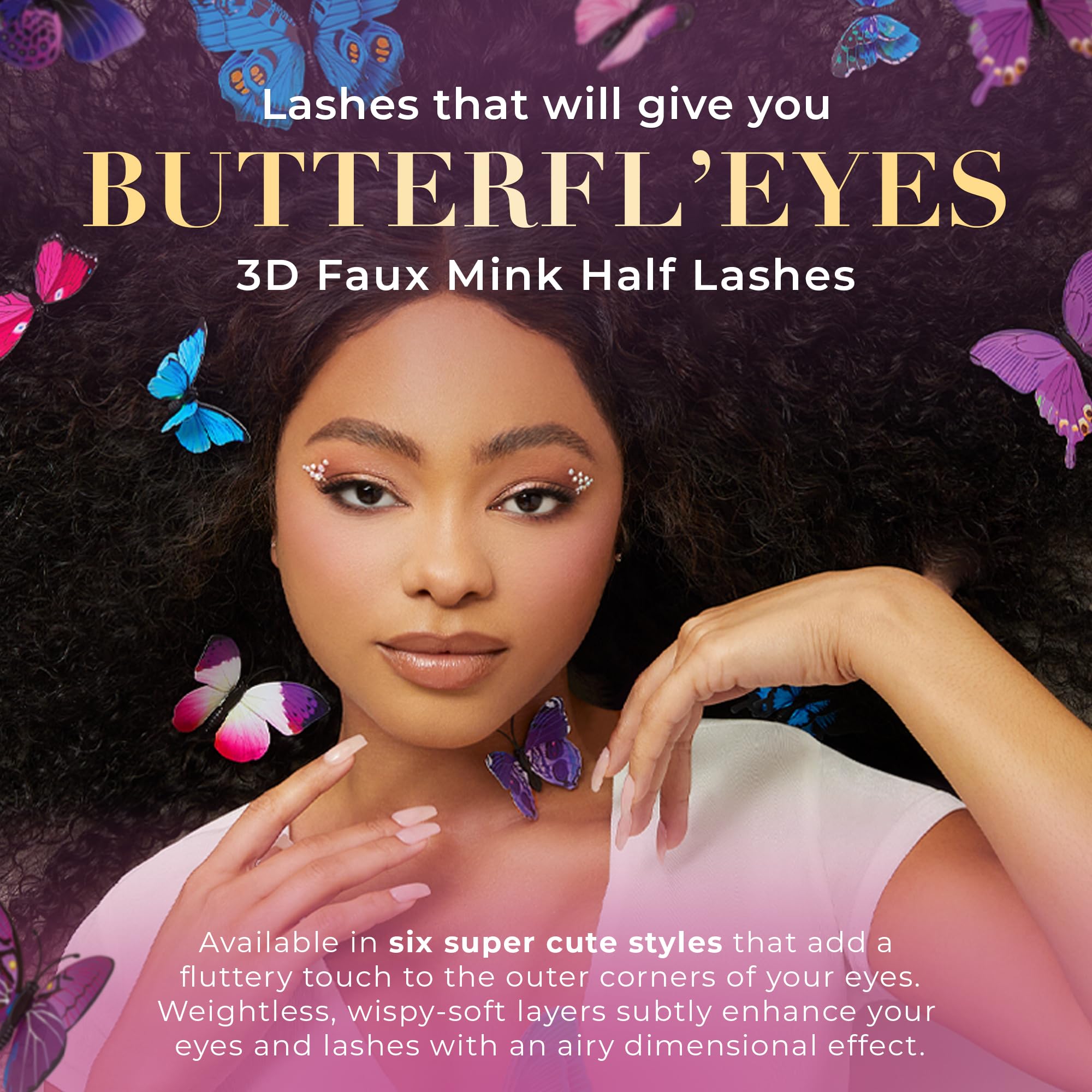 Lilly Lashes Butterfl'eyes Half Lashes – Natural Look, Easy Application, 13mm (Fantasy)