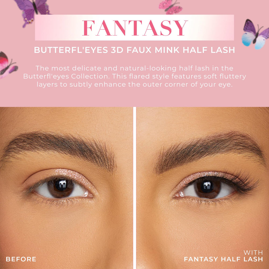 Lilly Lashes Butterfl'eyes Half Lashes – Natural Look, Easy Application, 13mm (Fantasy)