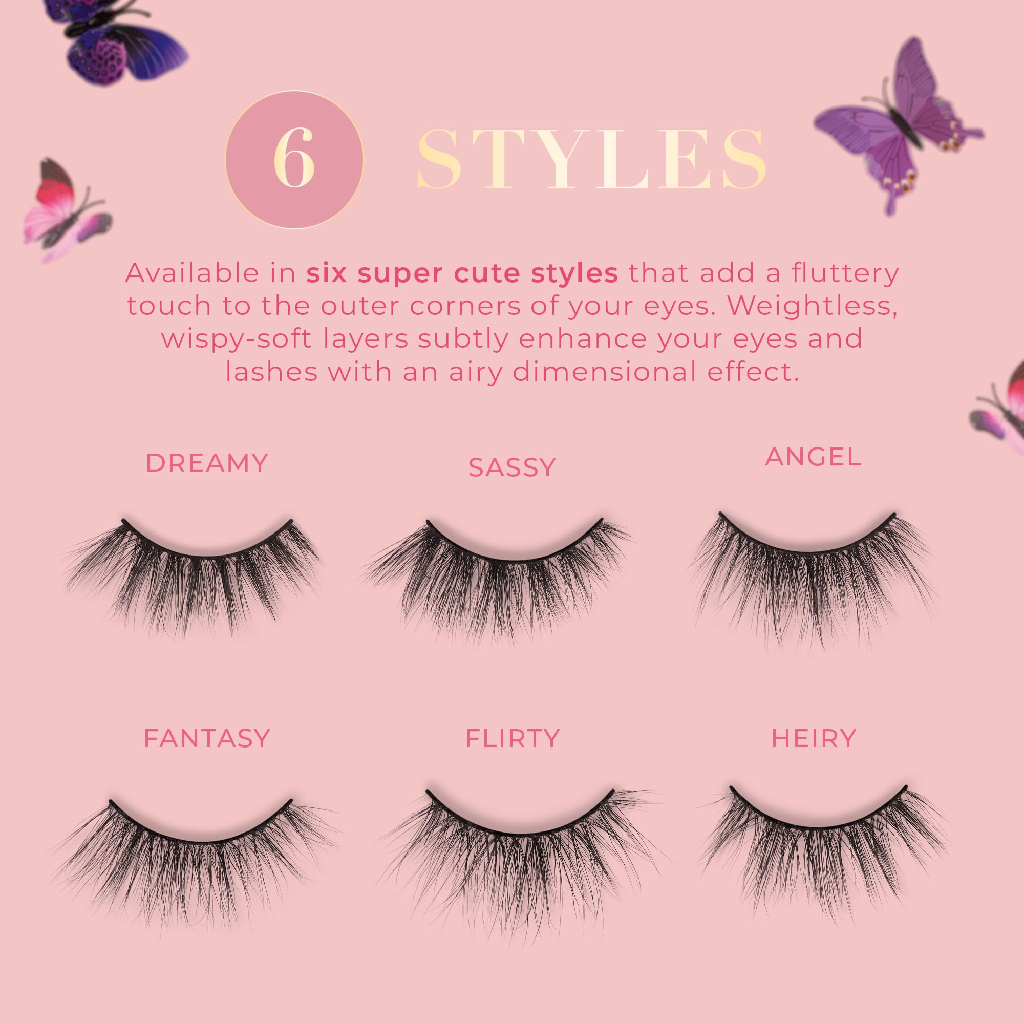 Lilly Lashes Butterfl'eyes Half Lashes – Natural Look, Easy Application, 13mm (Fantasy)