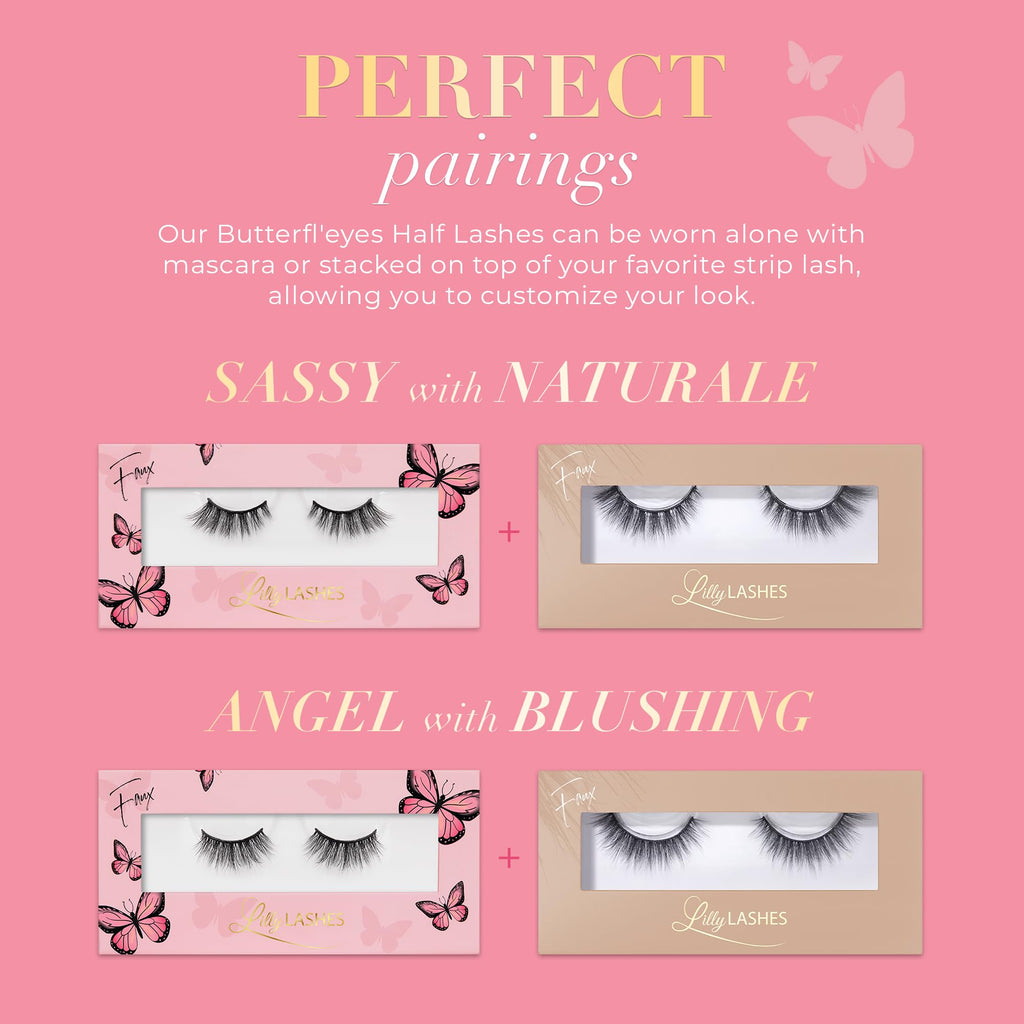 Lilly Lashes Butterfl'eyes Half Lashes – Natural Look, Easy Application, 13mm (Fantasy)