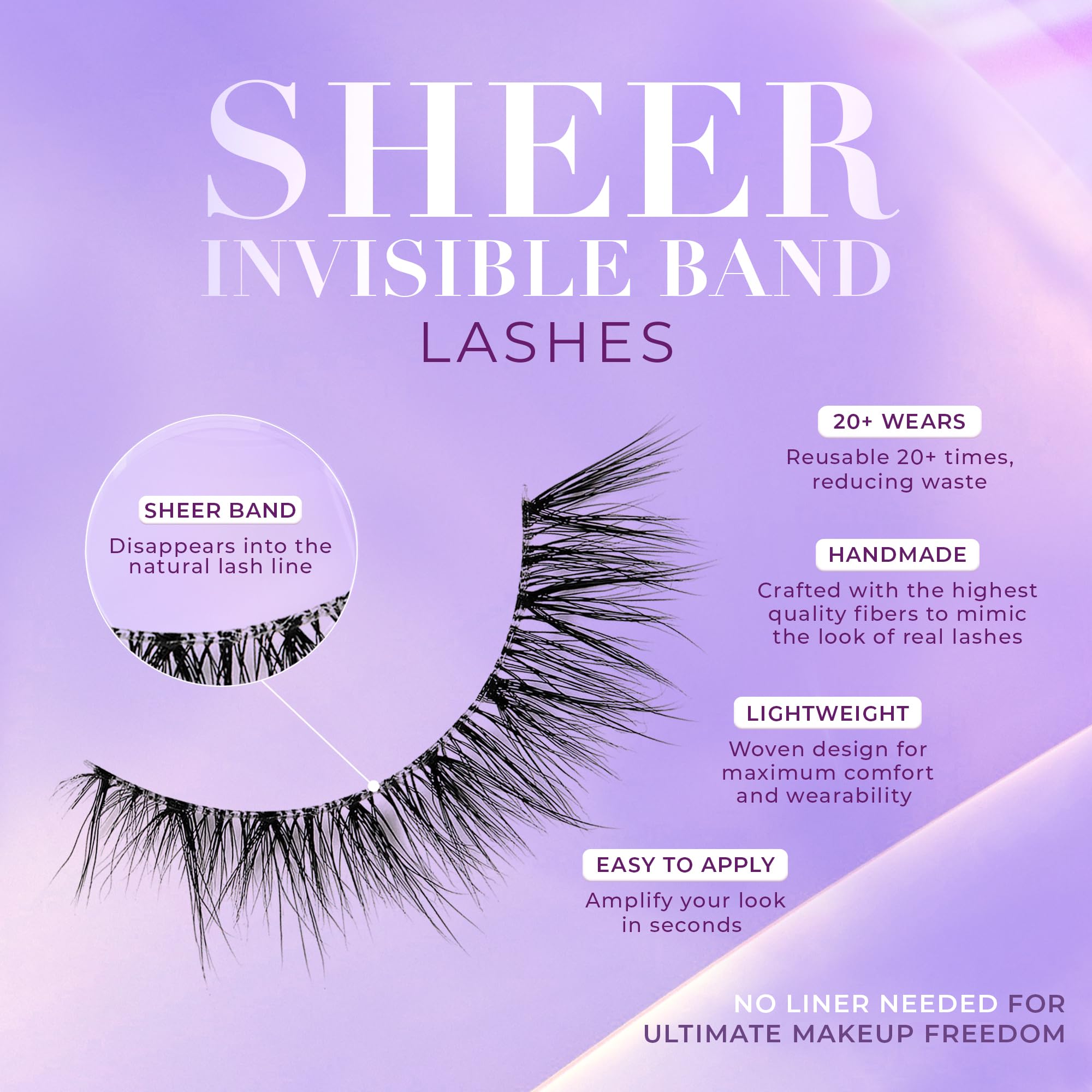 Lilly Lashes Sheer Band Invisible Band 15mm Flirtatious — Reusable Mink Lashes