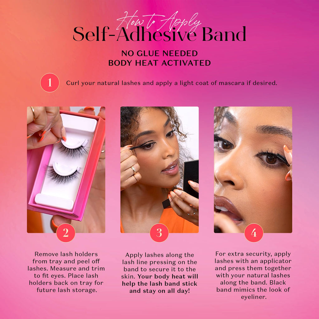 Lilly Lashes 3D Self Adhesive Eyelashes – JetSetter | No Glue, Body Heat Activation